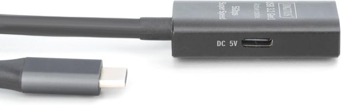 Подовжувач DIGITUS USB 3.2 Gen1 Active Cable 5G, C/M-C/F, 10м, чорний