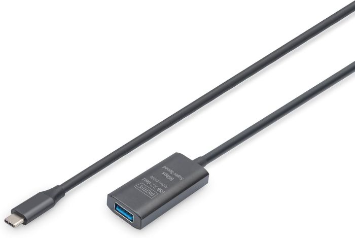 Удлинитель DIGITUS USB 3.2 Gen1 Active Cable 5G, C/M-A/F, 5м, черный