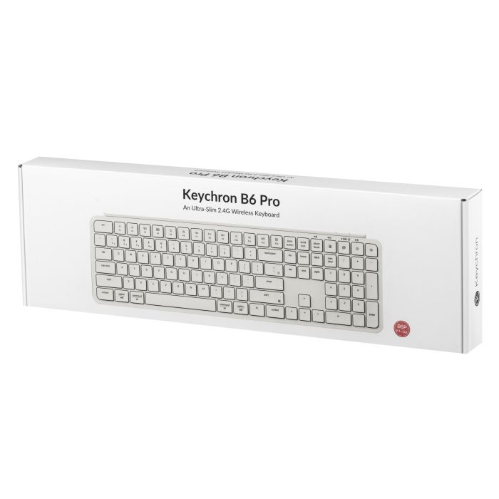 Клавиатура мембраная Keychron B6 Pro, USB/WL/BT, ivory white