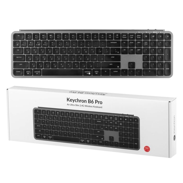 Клавиатура мембраная Keychron B6 Pro, USB/WL/BT, space gray