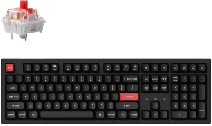 Mechanical keyboard Keychron K10 PRO 100Key, K pro Red, WL/BT/USB-A, QMK, EN/UKR, White Led, black