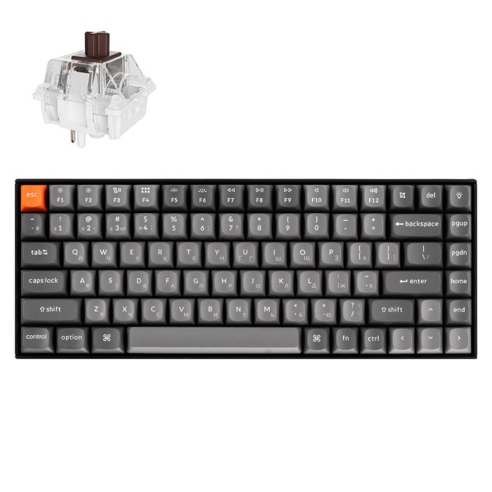 Клавіатура механічна Keychron K2 Max 84Key, K Super Brown, WL/BT/USB-A, QMK, EN/UKR, White Led, чорний