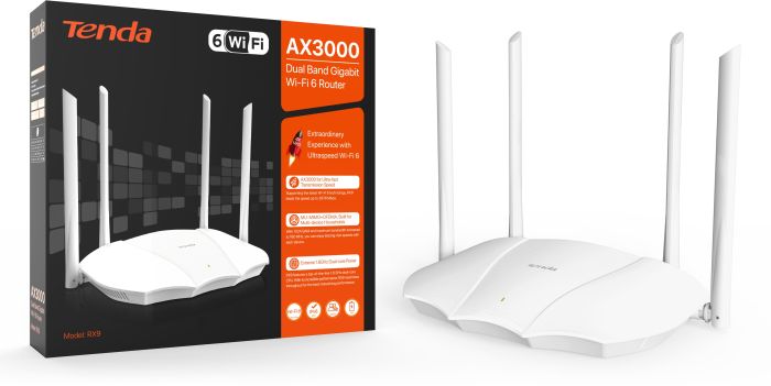 TENDA WiFi Router  AX3000, 3xGE LAN, 1xGE WAN Tenda RX9
