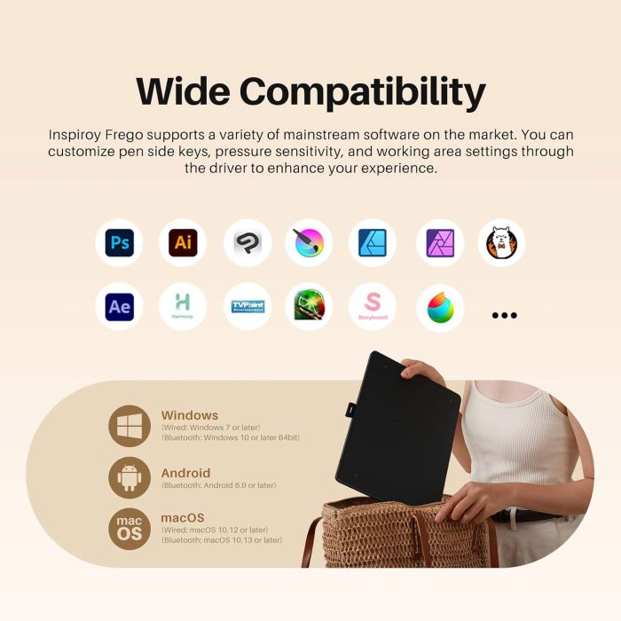 Графический планшет Huion 10.5"x6.25" Inspiroy Frego M, BT, USB-C, черный