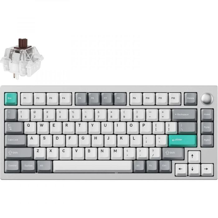 Mechanical keyboard Lemokey  P1 Pro 84Key, Keychron Super Brown, WL/BT/USB-A, QMK/VIA, Hot-Swap, EN/UKR, RGB,  Knob, Space Silver