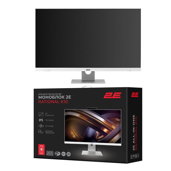 Комп'ютер персональний моноблок 2E Rational K10 27" FHD IPS Intel i3-12100, 16Gb, F512GB, UMA, B660, K10.660, 150W, FreeDos, білий
