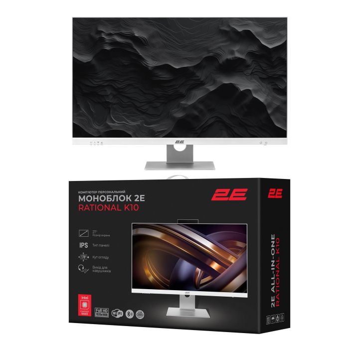 Комп'ютер персональний моноблок 2E Rational K10 27" FHD IPS Intel i3-12100, 16Gb, F512GB, UMA, B660, K10.660, 150W, FreeDos, білий