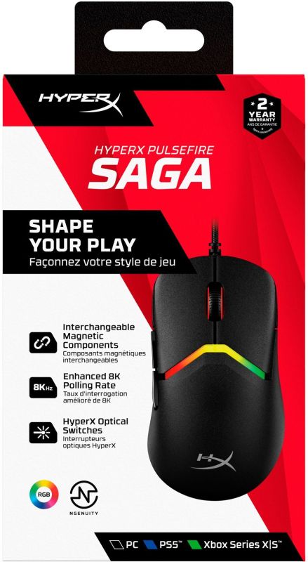 Миша HyperX Pulsefire SAGA, RGB, USB-A, чорний