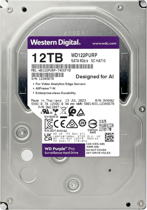 Жорсткий диск WD 12TB 3.5" 7200 512MB SATA Purple Pro Surveillance