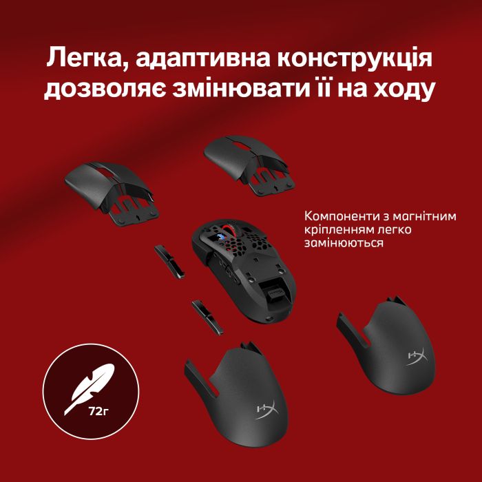 Мишь HyperX Pulsefire SAGA PRO, RGB, USB-A/WL/BT, черный