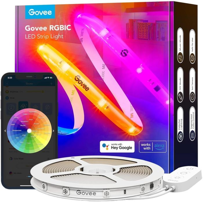 Лента светодиодная умная Govee H612C Strip Light S With Protective Coating, 10м, RGBICW, WI-FI/Bluetooth, білий