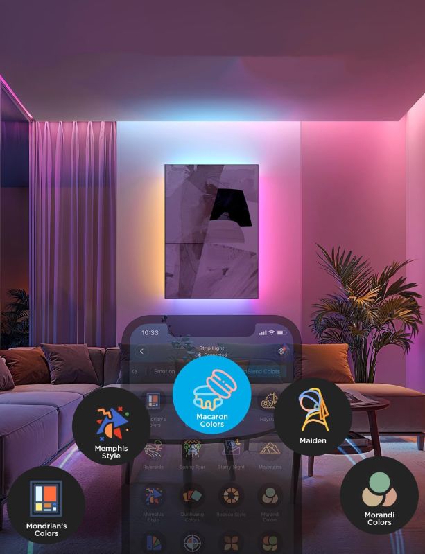 Лента светодиодная умная Govee H61F5 Strip Light 2 Pro, 5м, RGBWWIC, WI-FI/Bluetooth, білий