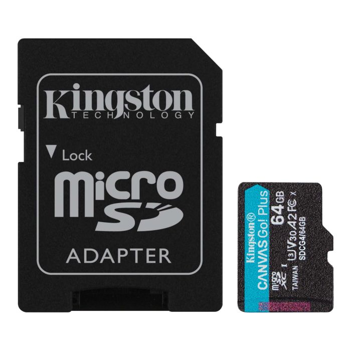 Карта пам'яті Kingston microSD   64GB C10 UHS-I U3 A2 V30 R200MB/s + SD