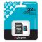 Карта памяти Kingston microSD  128GB C10 UHS-I U3 A2 V30 R200MB/s + SD
