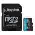Kingston microSD  128GB C10 UHS-I U3 A2 V30 R200MB/s + SD