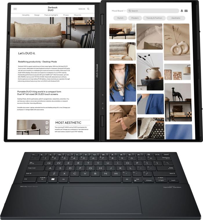 ASUS Notebook Zenbook DUO UX8406CA-QL049W 14" FHD OLED, Intel Ultra 7 255H, 32GB, F1TB, UMA, Win11, Grey