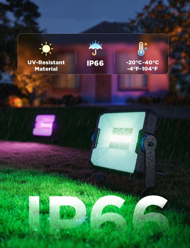 Набір настінних світильників Govee H8057 Outdoor FLood Lights, 4шт, RGBICWW, WI-FI/Bluetooth, чорний