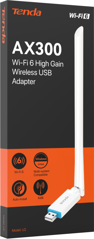 Адаптер WiFi TENDA  AX300, 1x6dBi, USB Tenda U2