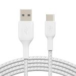 Кабель USB-A > USB-C заряджання/синхронізації Belkin 2м, 15Вт, Type-C, плетений, білий