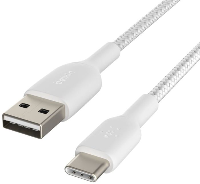Кабель USB-A > USB-C зарядки/синхронизации Belkin 2м, 15Вт, Type-C, витой, белый