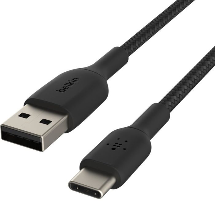 Кабель USB-A > USB-C заряджання/синхронізації Belkin 3м, 15Вт, Type-C, плетений, чорний