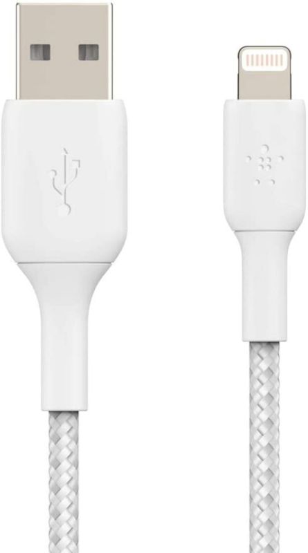 Кабель USB-A > Lightning заряджання/синхронізації Belkin 2м, 12Вт, плетений, білий