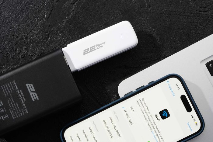 Мобільний маршрутизатор 2E PowerLink (MiFi-1 2024) LTE, Wi-Fi4, 1xUSB, 1xCRC9 білий