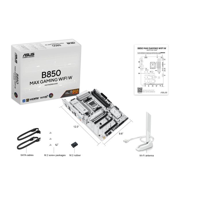 Материнcька плата ASUS B850 MAX GAMING WIFI W sAM5 B850 4xDDR5 M.2 HDMI DP WiFi BT ATX білий