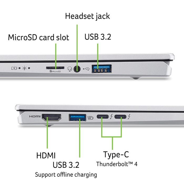 Ноутбук Acer Swift Go 14 SFG14-74 14" WUXGA OLED, Intel U9-285H, 32GB, F1TB, UMA, Win11, сріблястий