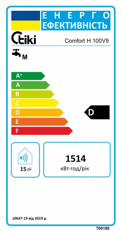 Водонагреватель TIKI GBH100, 100 л, круглый, сухой тэн, горизонтальный монтаж, мех. упр-ние,700180