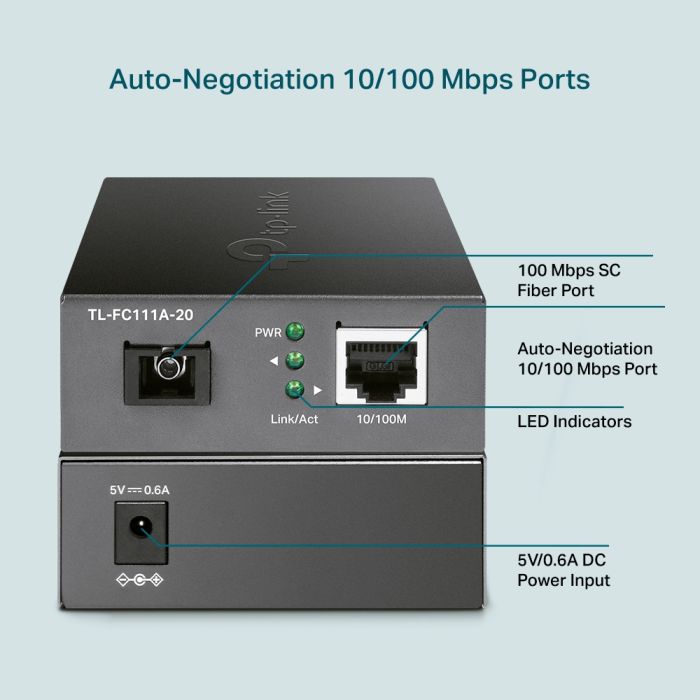 Медіаконвертер TP-LINK  1xFE, 100Base-LX, SM, WDM, 20km, SC TP-Link FC111A-20