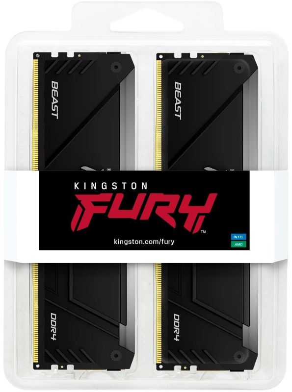 Память ПК Kingston DDR4 16GB KIT (8GBx2) 3600 FURY Beast RGB