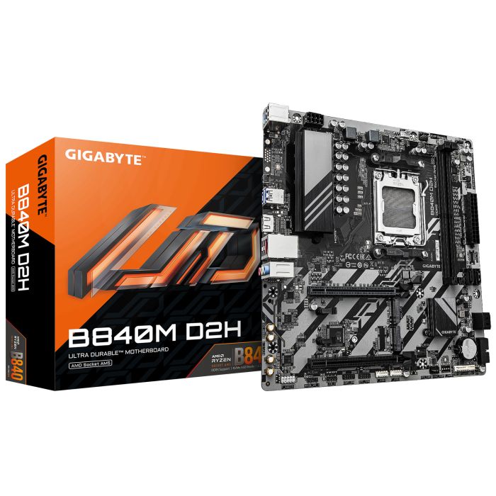 Материнская плата GIGABYTE Motherboard B840M D2H sAM5 B840 2xDDR5 M.2 HDMI mATX