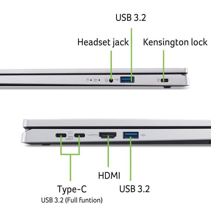 Ноутбук Acer Extensa EX215-57 15.6" FHD IPS, Intel i3-1315U, 8GB, F512GB, UMA, Lin, сріблястий