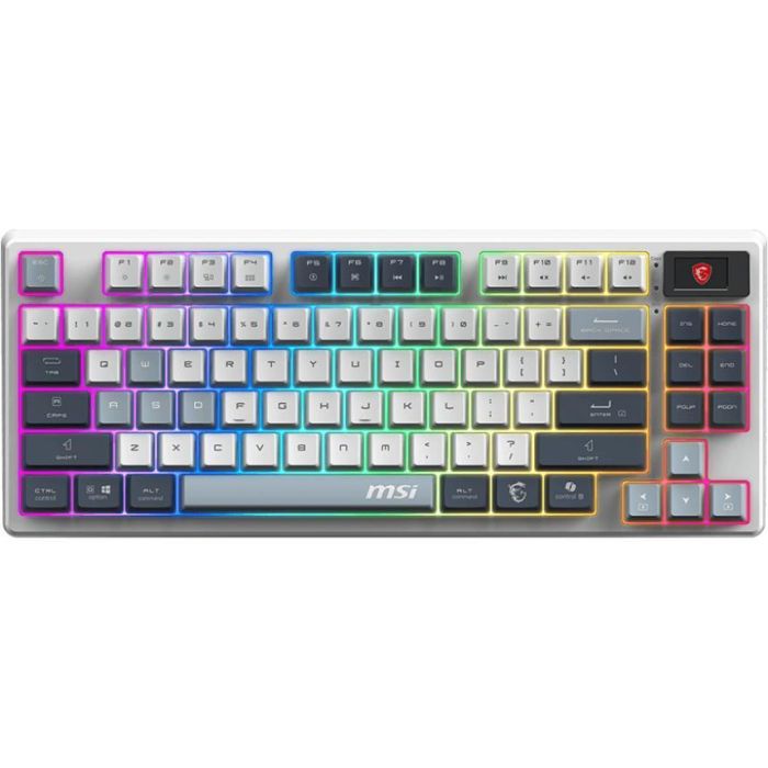 Клавіатура механічна MSI FORGE GK600 TKL W SKY UA 104key, mechanical Linear, USB-A, Wireless, Bluetooth, EN/UKR/RU, RGB, білий