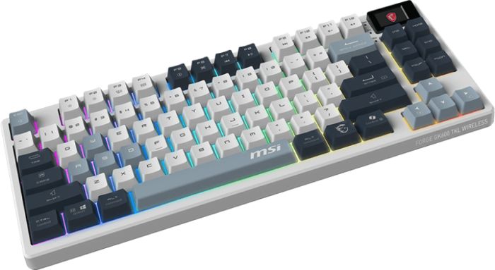 Клавіатура механічна MSI FORGE GK600 TKL W SKY UA 104key, mechanical Linear, USB-A, Wireless, Bluetooth, EN/UKR/RU, RGB, білий