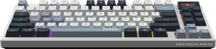 Клавіатура механічна MSI FORGE GK600 TKL W SKY UA 104key, mechanical Linear, USB-A, Wireless, Bluetooth, EN/UKR/RU, RGB, білий