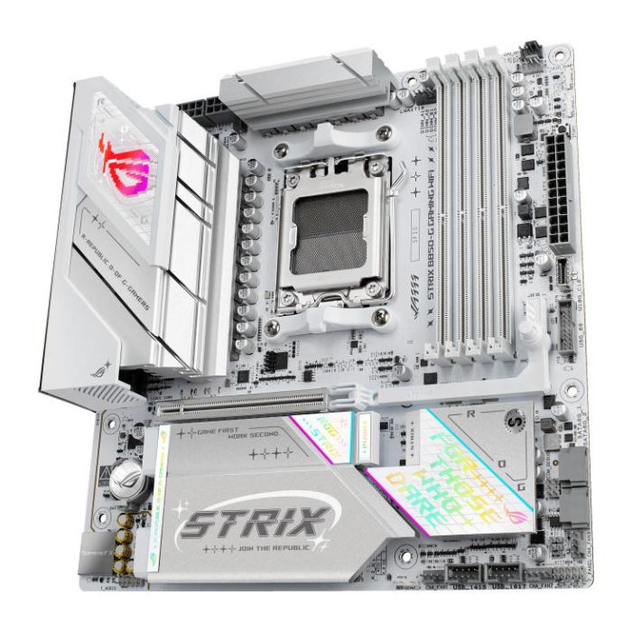 Материнcкая плата ASUS ROG STRIX B850-G GAMING WIFI sAM5 B850 4xDDR5 M.2 HDMI DP WiFi BT mATX белий