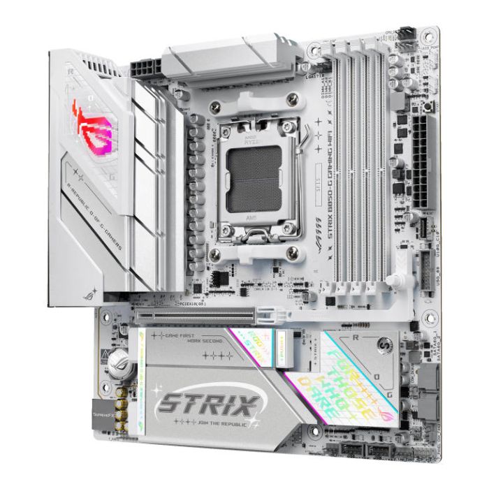 Материнcкая плата ASUS ROG STRIX B850-G GAMING WIFI sAM5 B850 4xDDR5 M.2 HDMI DP WiFi BT mATX белий