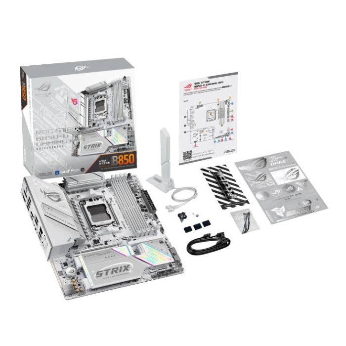 Материнcкая плата ASUS ROG STRIX B850-G GAMING WIFI sAM5 B850 4xDDR5 M.2 HDMI DP WiFi BT mATX белий