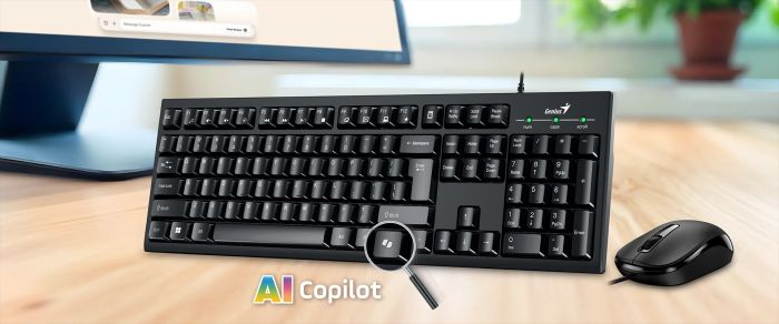 Комплект клавіатура та миша Genius KM-100SE, AI, EN/UKR, чорний