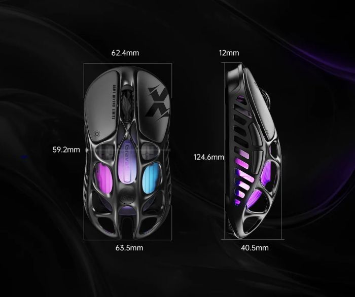 Мышь GravaStar Mercury X, BT/WL/USB-A, RGB, чорний