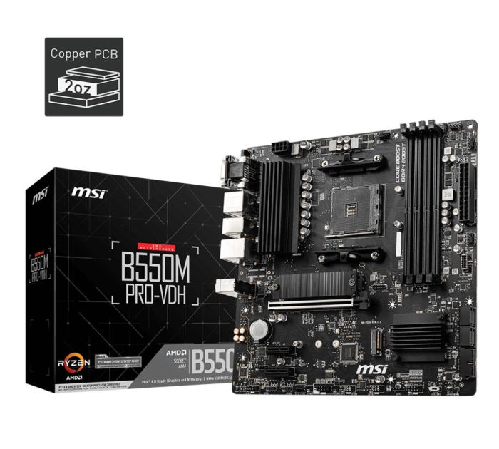 Материнcкая плата MSI B550M PRO-VDH sAM4 B550 4xDDR4 M.2 HDMI DP D-Sub mATX