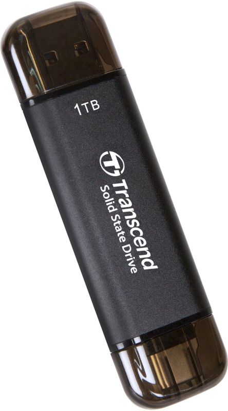 Портативний SSD Transcend 1TB USB 3.1 Gen 2 Type-A + Type-C ESD310 Чорний