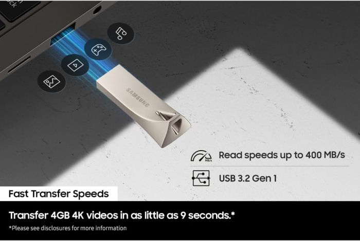 Накопичувач Samsung 512GB USB 3.1 Type-A Bar Plus Сірий