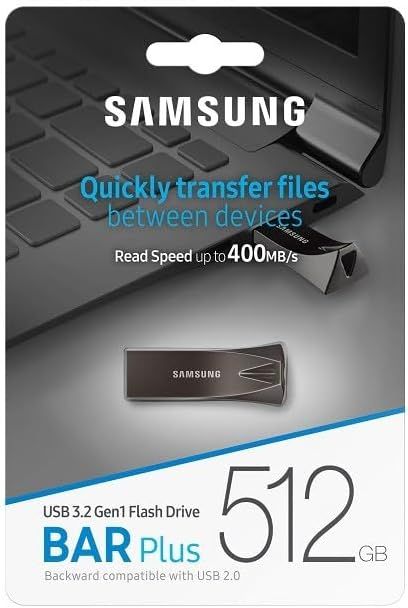 Накопичувач Samsung 512GB USB 3.1 Type-A Bar Plus Сірий