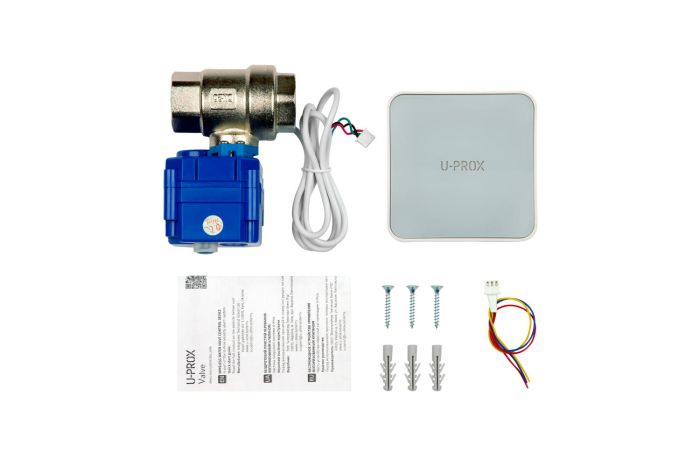 Комплект запобігання затопленню U-Prox Valve DN15, 1/2", автономне живлення від батарей CR123A, автоматичний прогон раз на тиждень