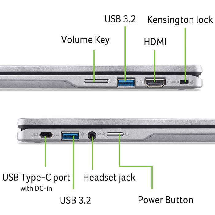 Acer Notebook Chromebook Spin CP314-2HN 14" WUXGA IPS Touch, Intel i3-N305, 8GB, F256GB, UMA, ChromeOS, silver