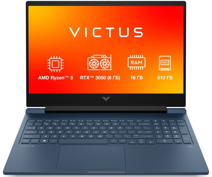 Ноутбук HP Victus 15-fb3021ua 15.6" FHD IPS AG, AMD R5-8645HS, 16GB, F512GB, NVD3050-6, DOS, синий