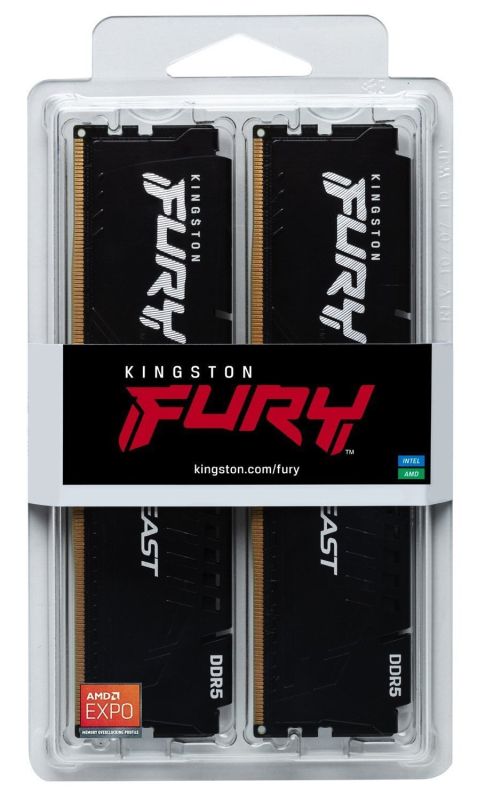 Память ПК Kingston DDR5 64GB KIT (32GBx2) 5600 FURY Beast
